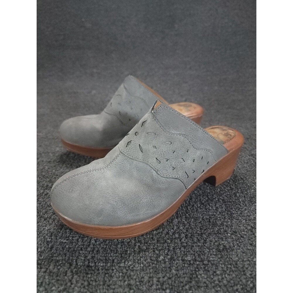 BOC Born Concept Jinny Mule Shoes Size 9M Wedge Floral Gray Faux Leather